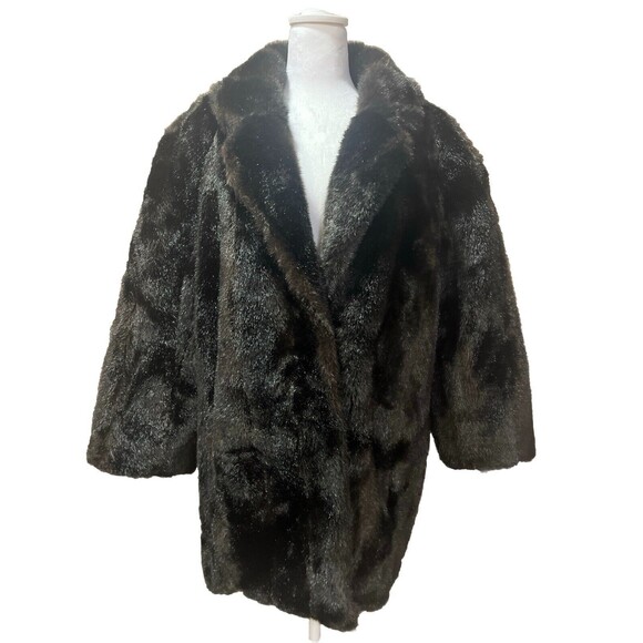 Style VI Ltd Jackets & Blazers - Vintage Style VI Ltd Coat Brown Faux Fur Glam Coat Size M / L Glam, Mob Wife